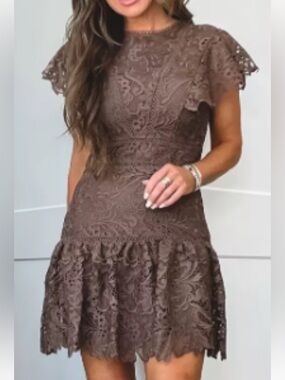 Express brownish colored  Lace Mini Dress
